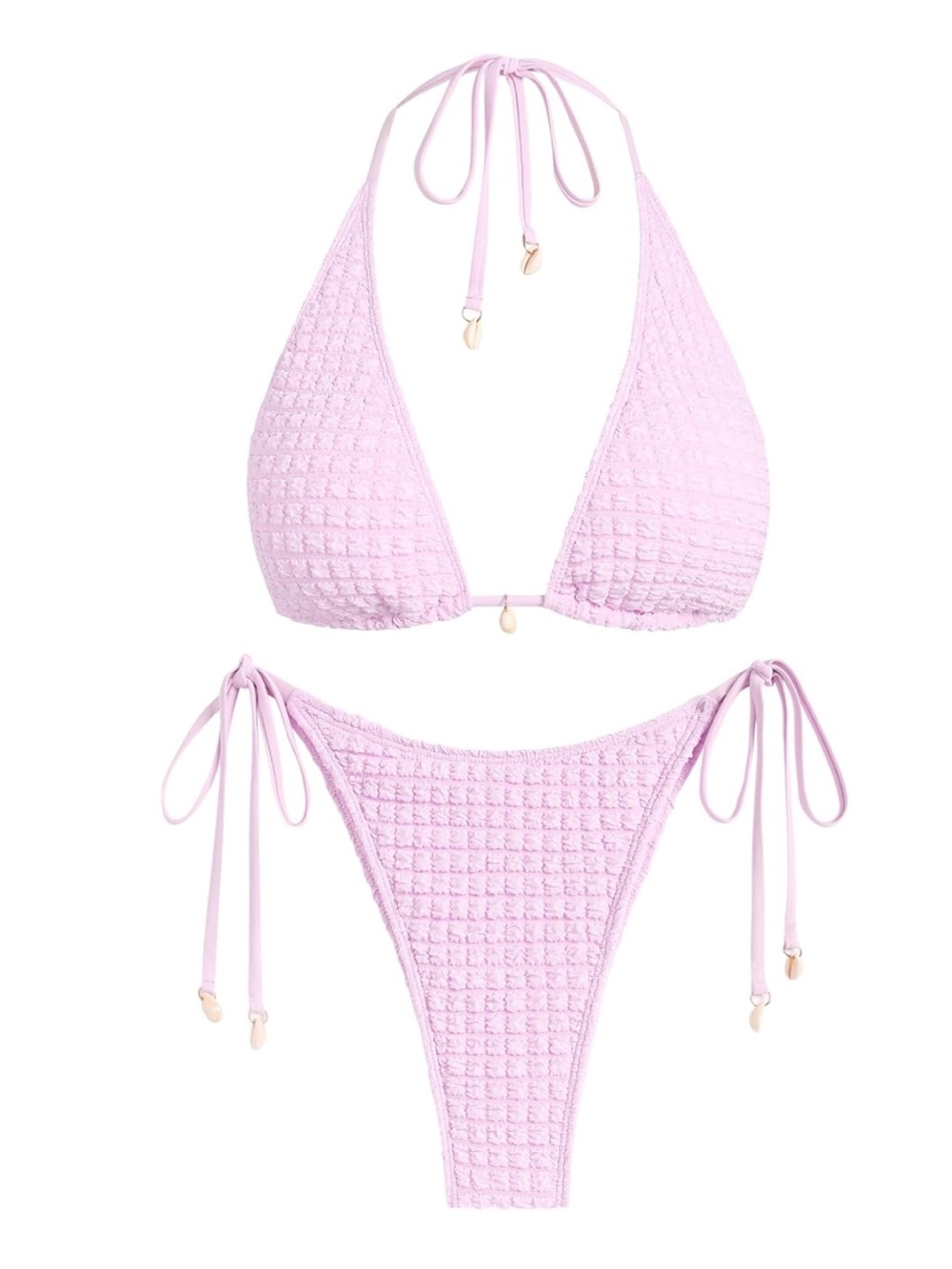 Zaful Lilac Textured Tie-Side Bikini Set